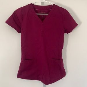 Healing Hands Wine Colored Scrub Top